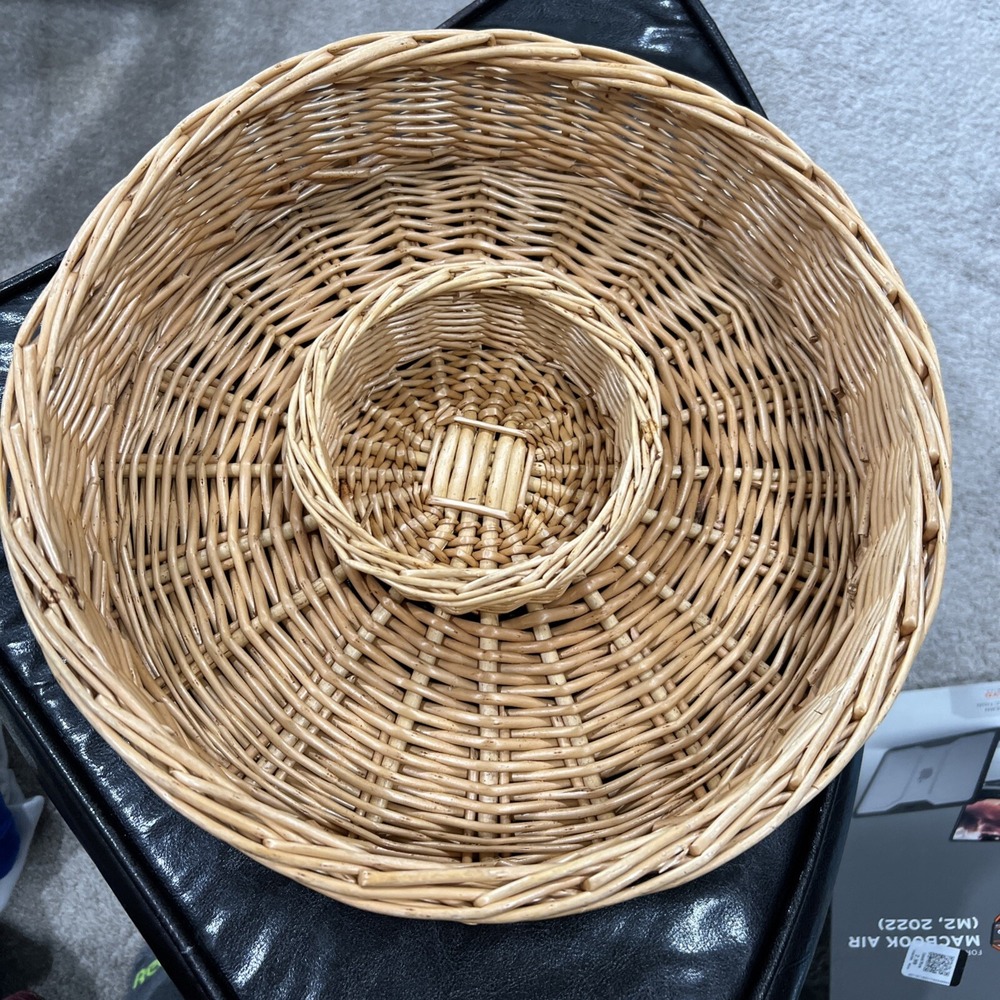 Big Vintage Wicker‎ Basket Sturdy Storage or Serving 16" Chip and Dip Unique